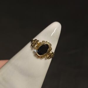 Gold Plated Baby Ring with Black Stone